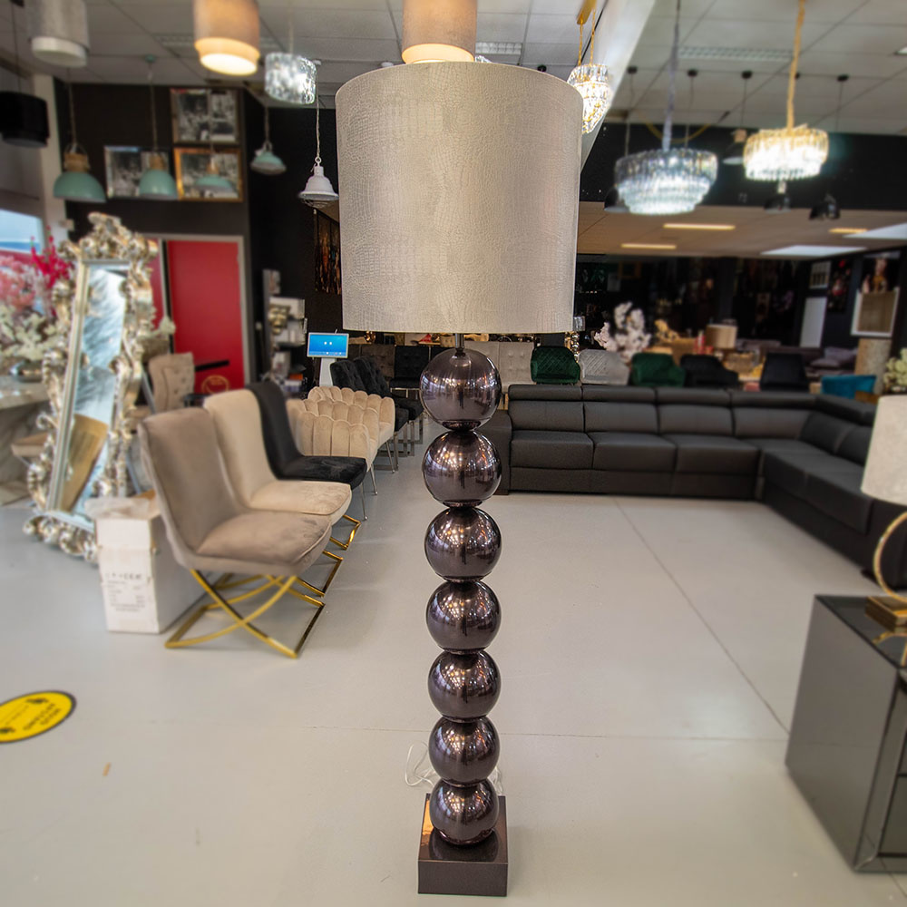 Zwarte 7 Bollamp Met Zilvere Croco Kap