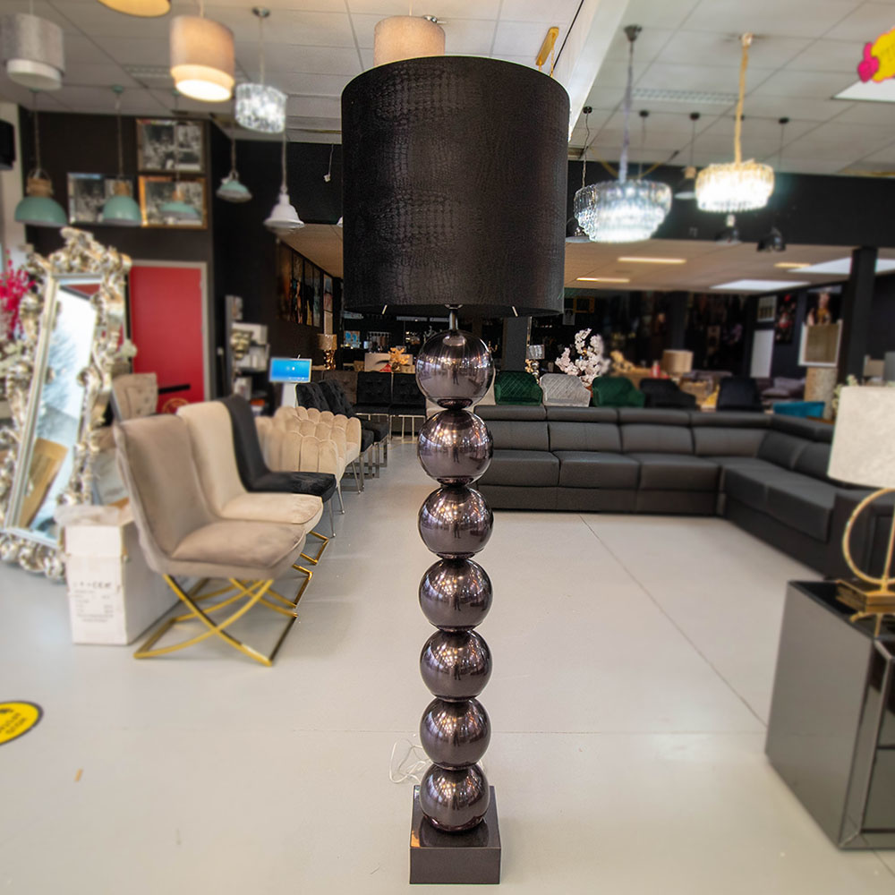 Zwarte 7 Bollamp Met Zwarte Croco Kap