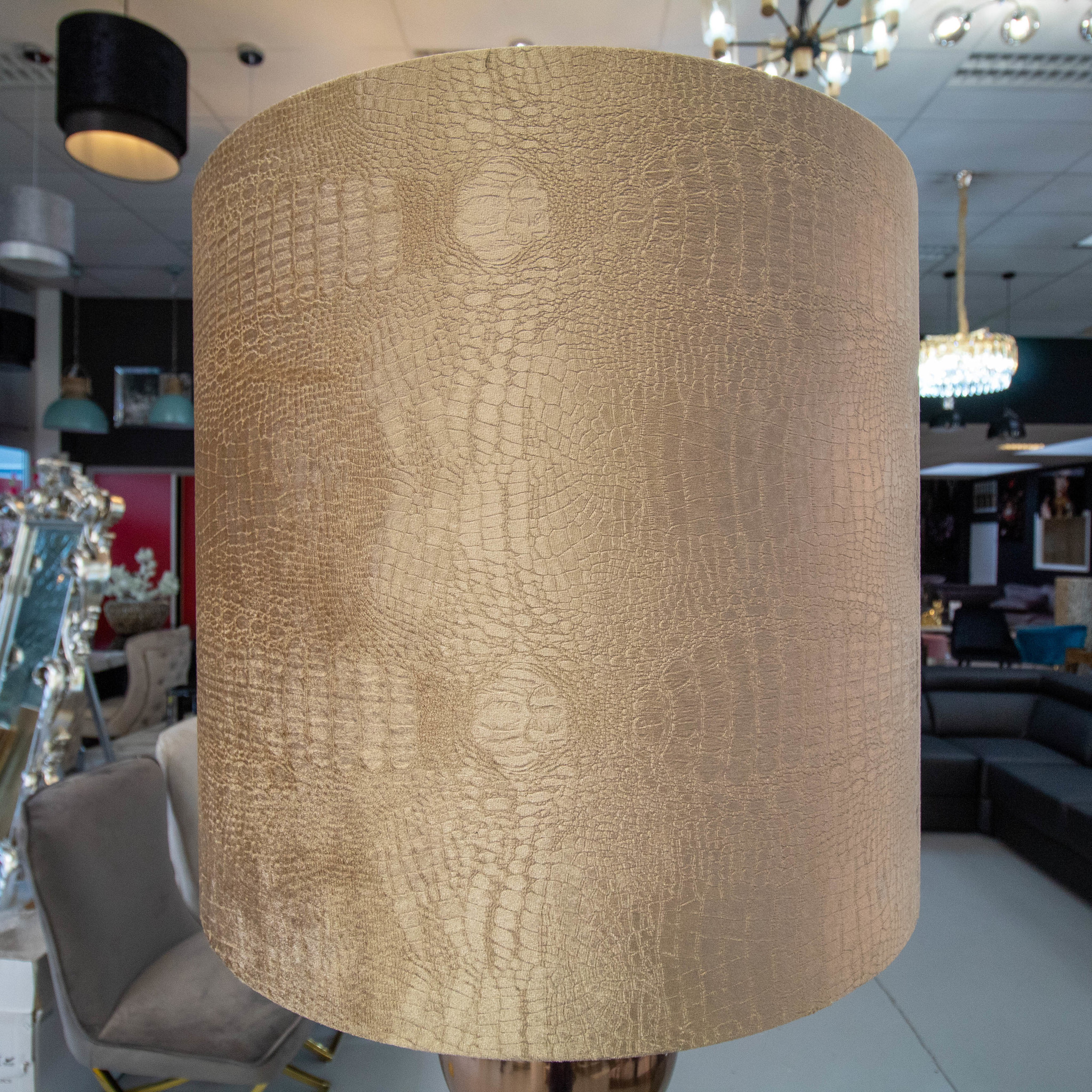 Brons 7 Bollamp Met Bruine Croco Kap