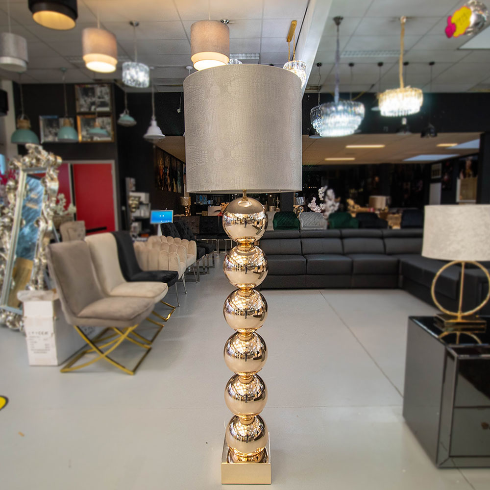Goude 6 Bollamp Met Zilvere Croco Kap