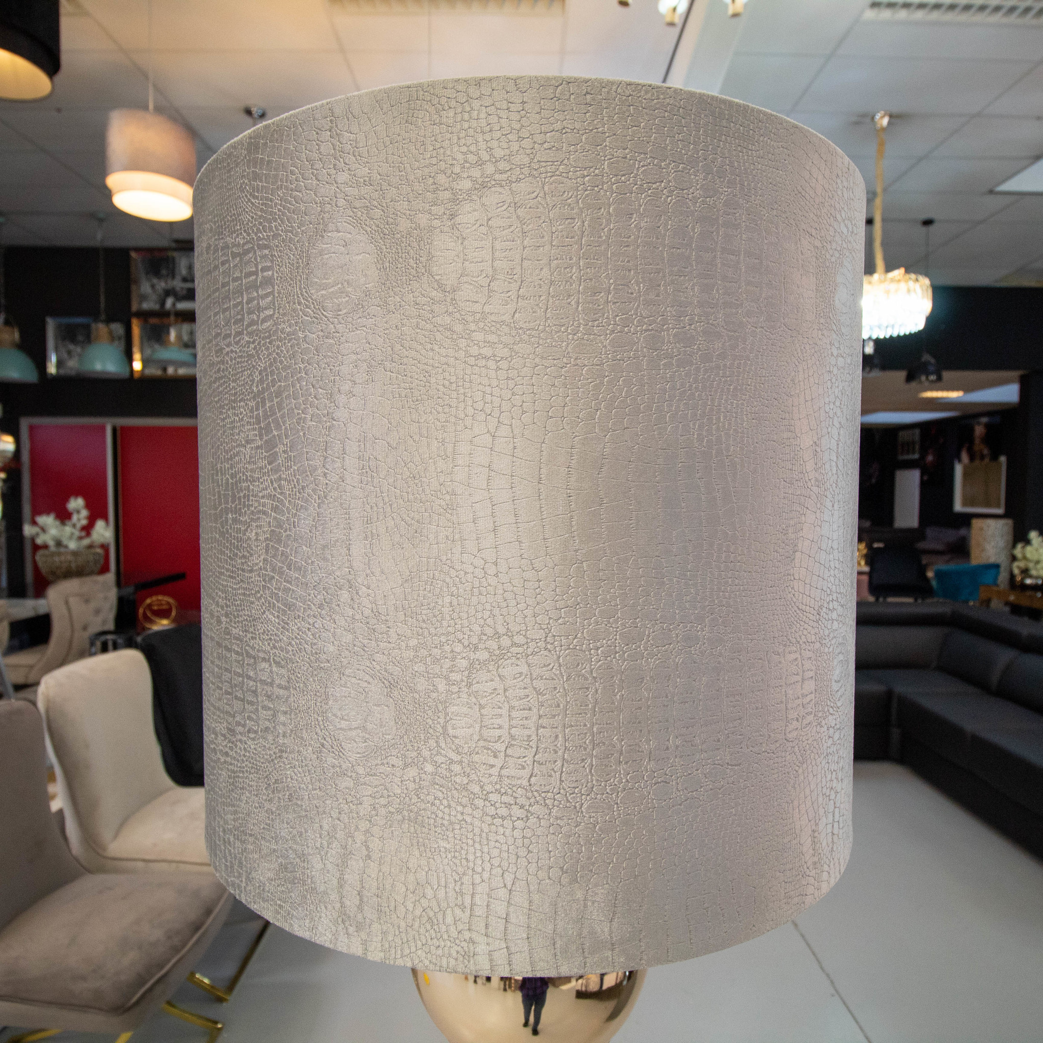 Goude 6 Bollamp Met Zilvere Croco Kap