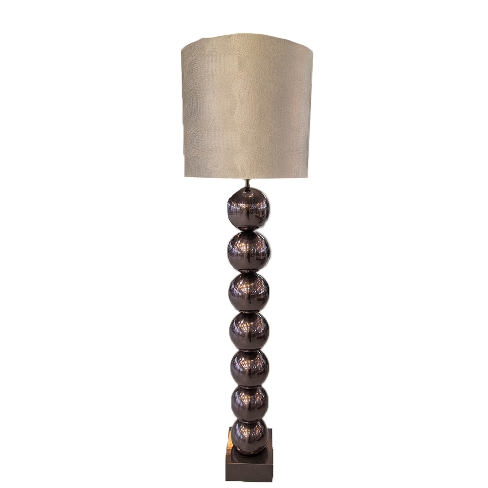 Zwarte 7 Bollamp Met Zilvere Croco Kap