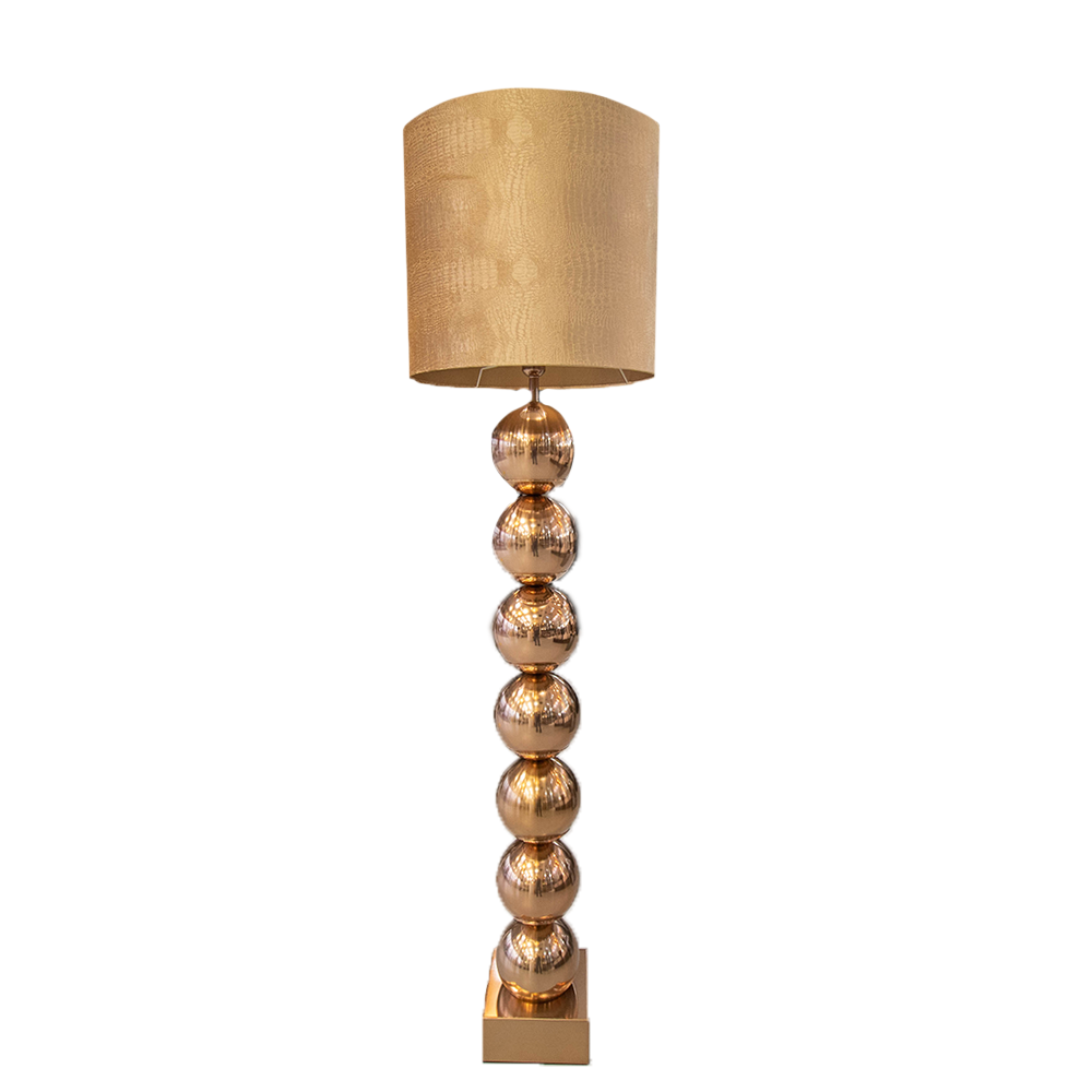 Brons 7 Bollamp Met Bruine Croco Kap