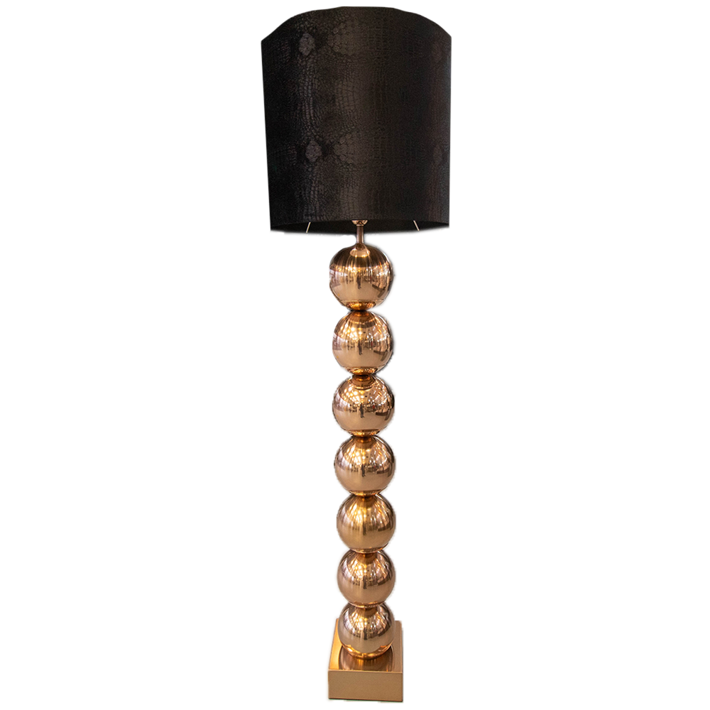 Brons 7 Bollamp Met Zwarte Croco Kap