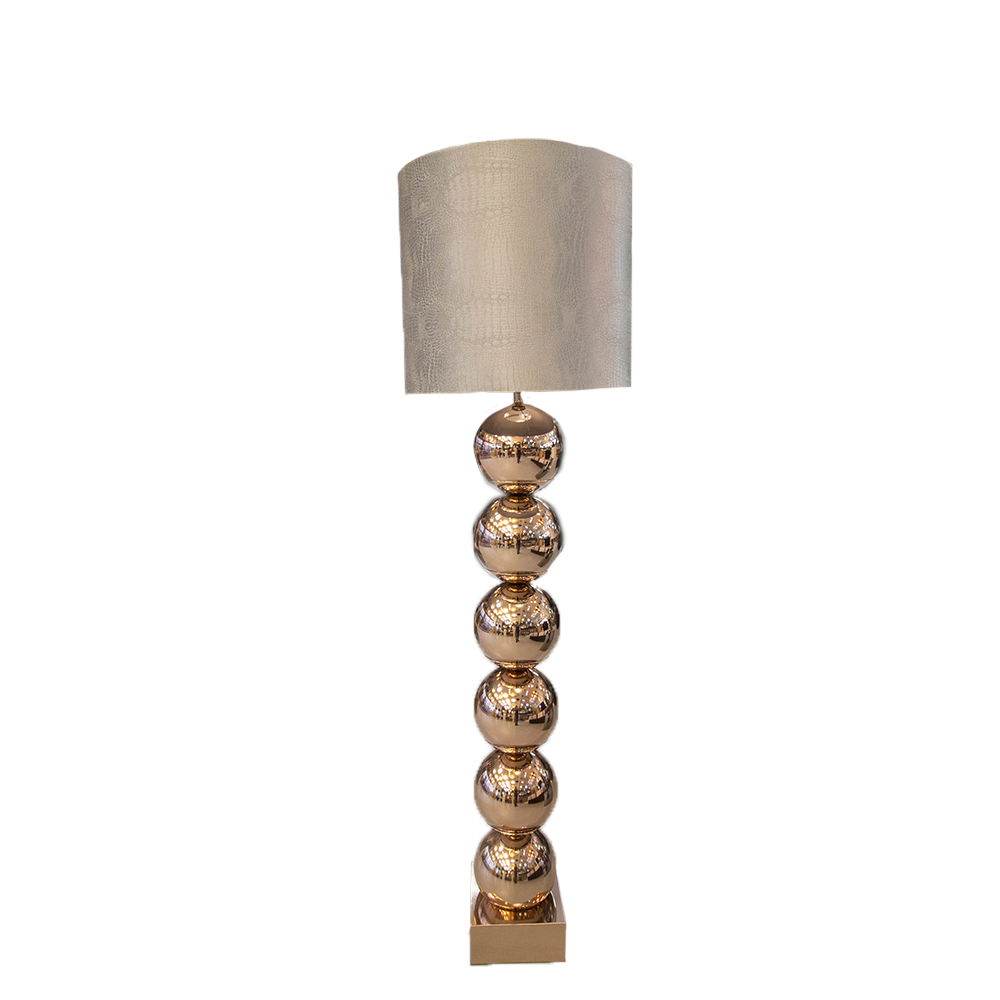 Goude 6 Bollamp Met Zilvere Croco Kap
