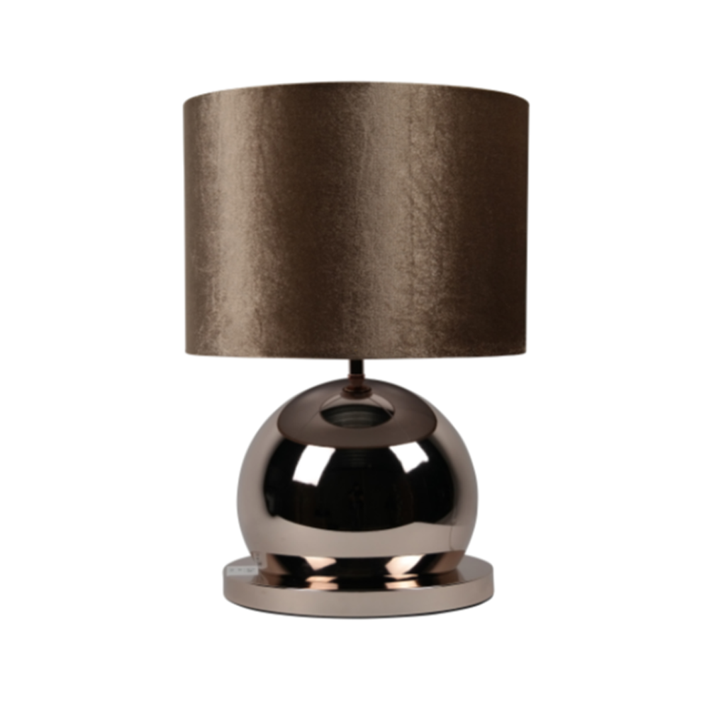 Bollamp - Brons - Tafellamp - 1 Bol - Ronde Voet - Set van 2