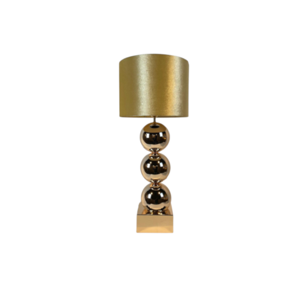 Bollamp - Goud - Tafellamp - 3 Brede Bollen - Vierkante Voet