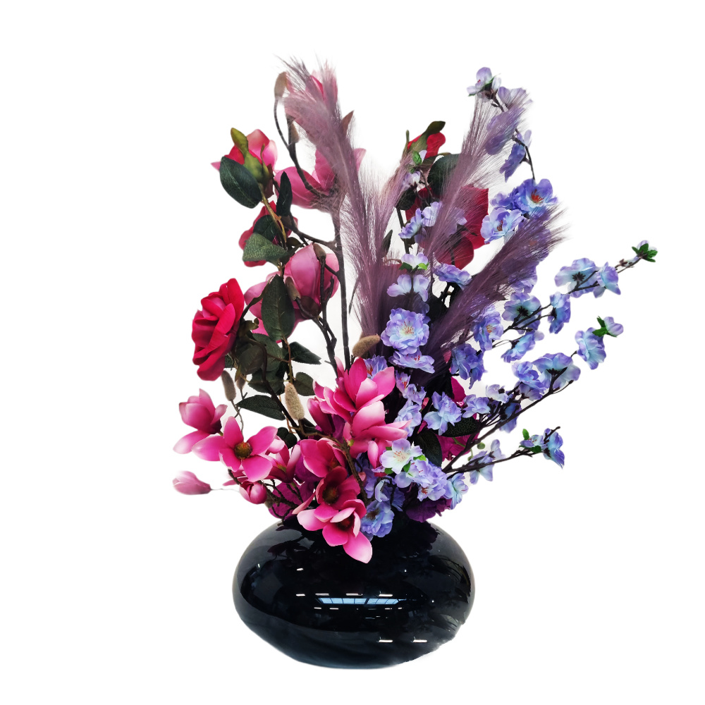 Black Glass Vaas - Rainbow - Mix Bloemen