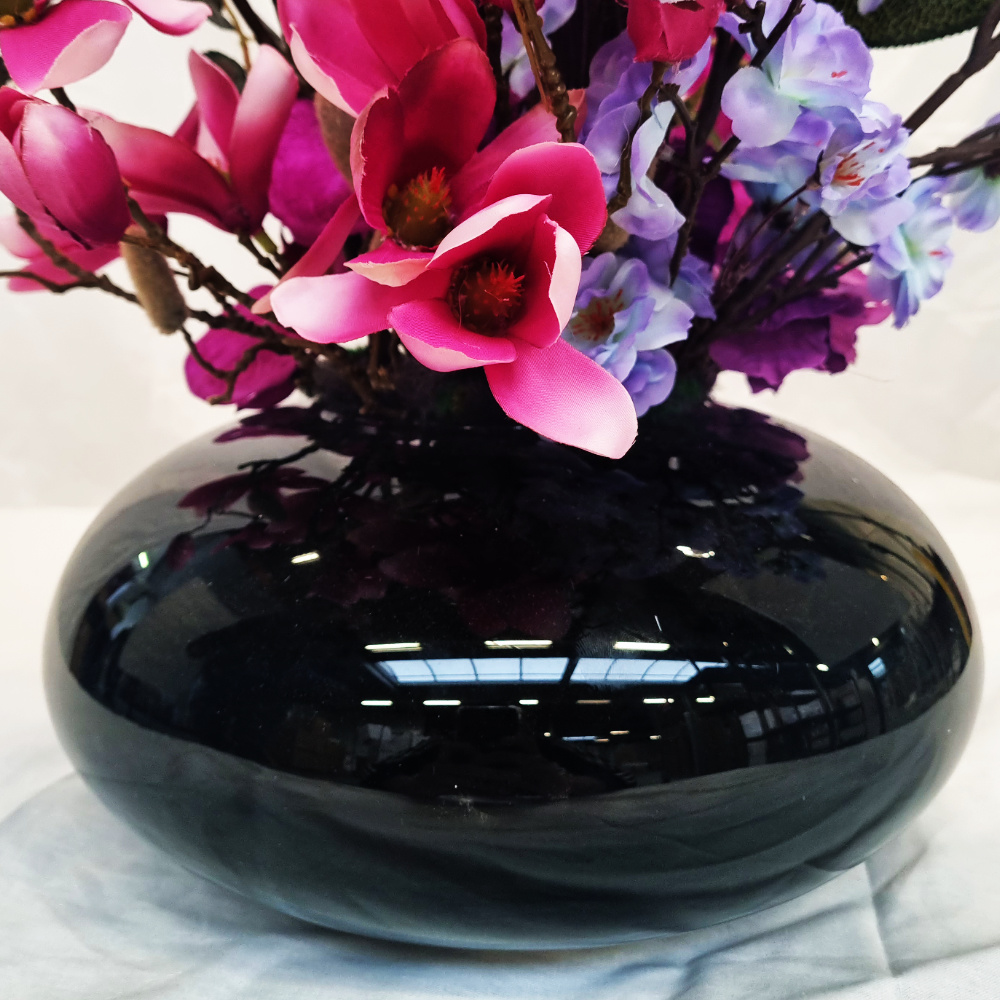 Black Glass Vaas - Rainbow - Mix Bloemen