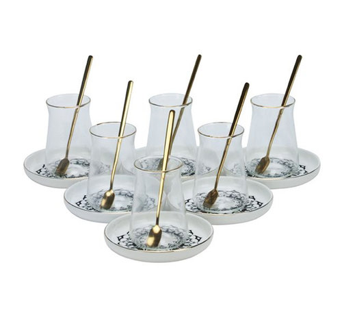 Bricard Theeglazen - Fadoua - Zwart - 18-delig