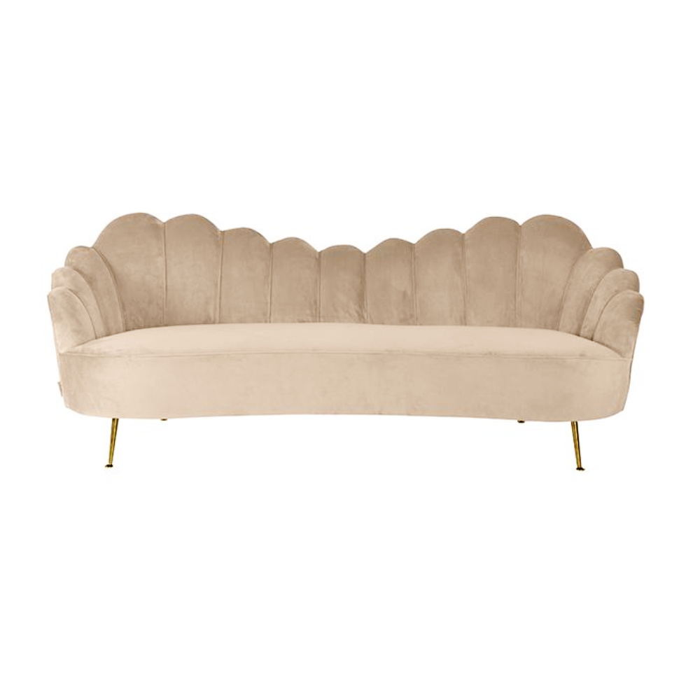 Emillia Bank - Stof - Taupe - Gouden Poten