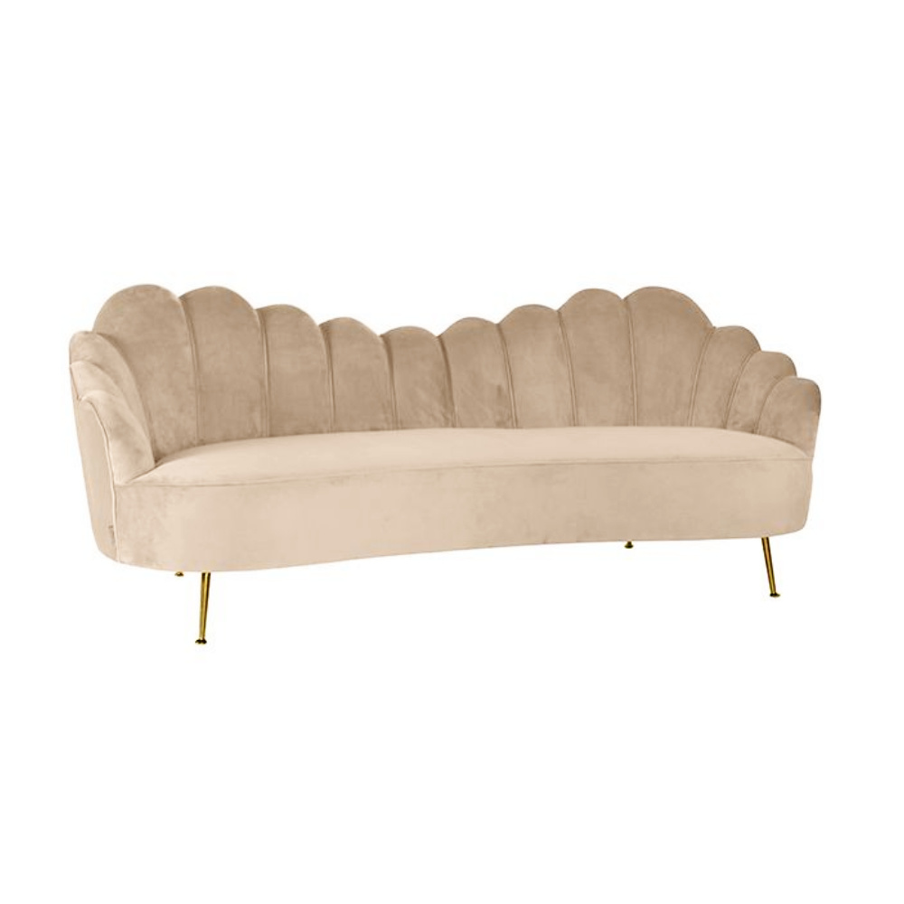 Emillia Bank - Stof - Taupe - Gouden Poten