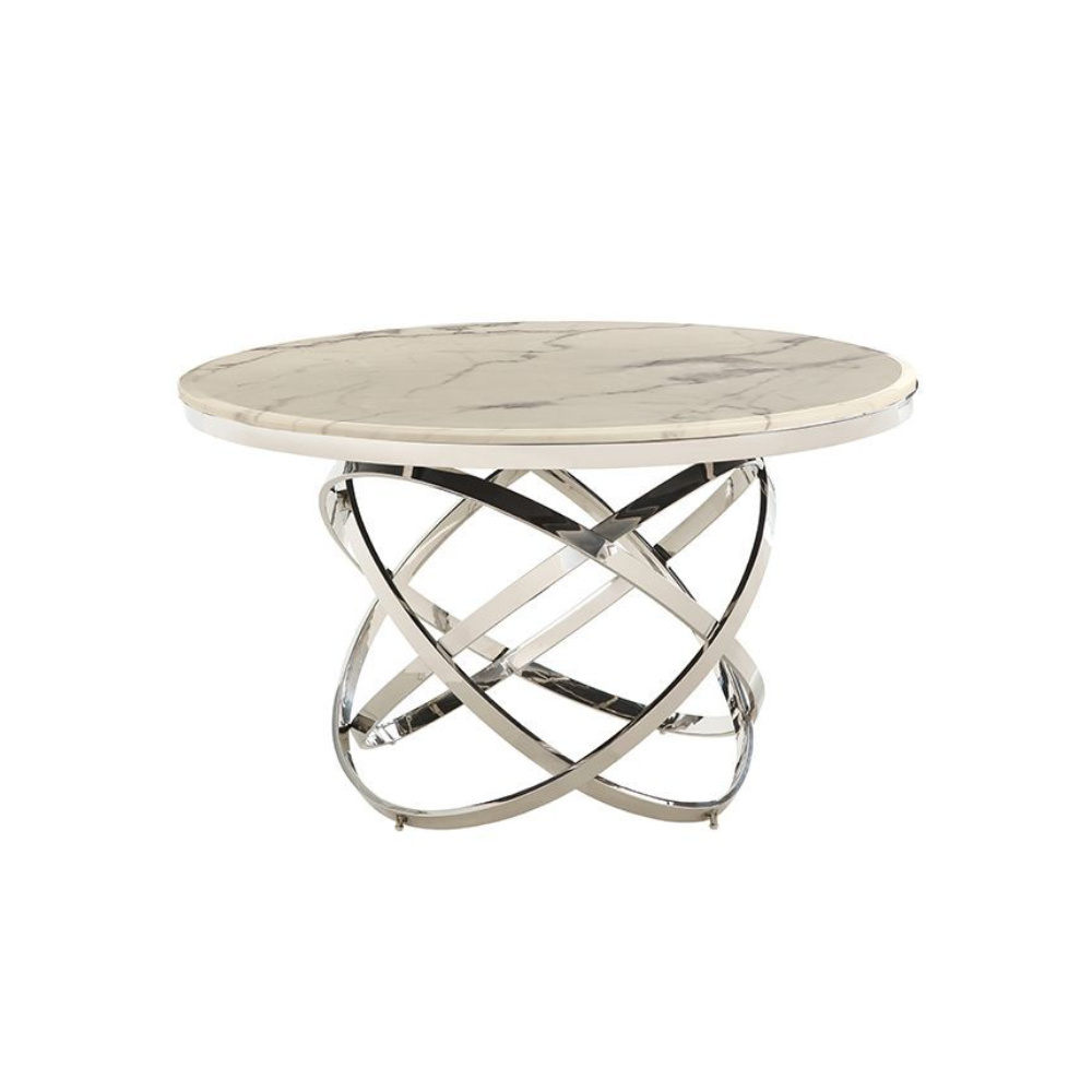 Eettafel - Natasha - Zilver, Marmer (Look)