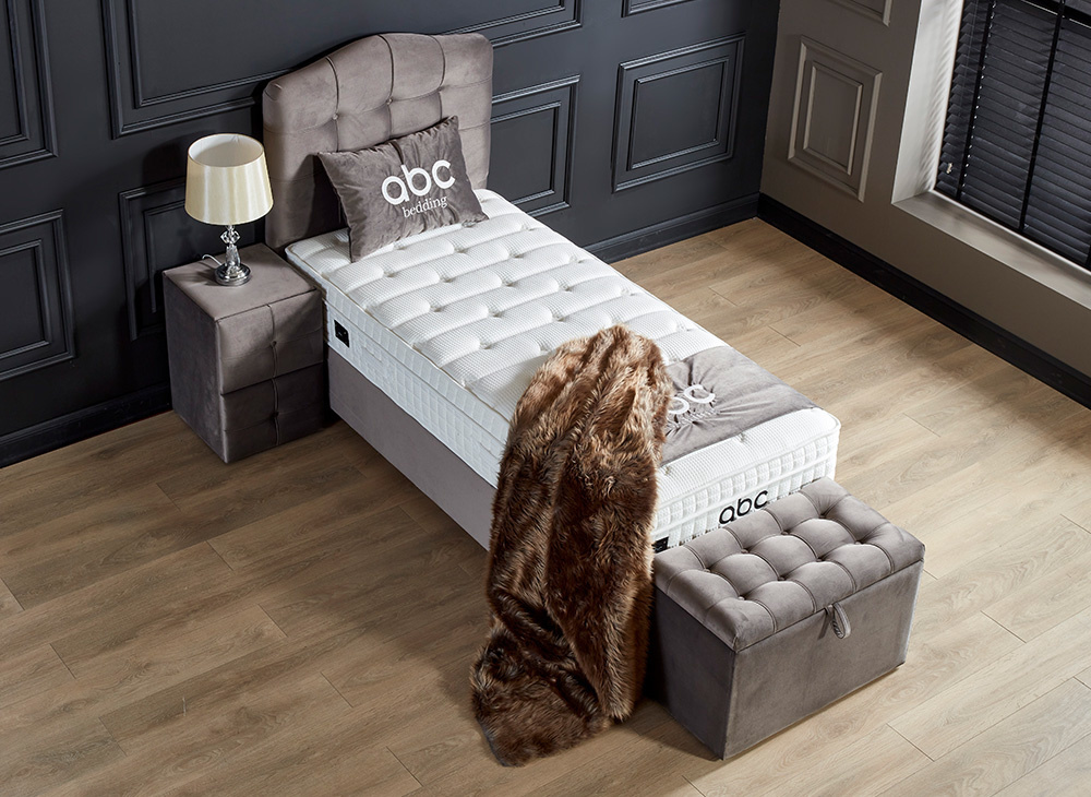Boxspring Romeo Grijs- 1 persoons incl. matras