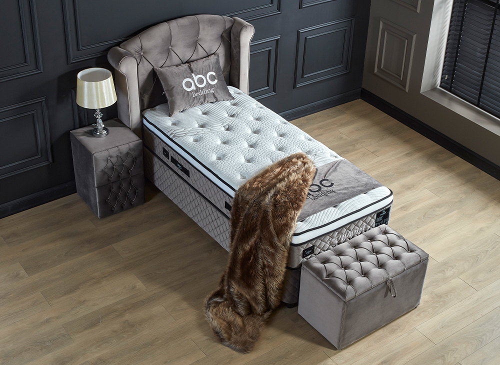 Boxspring Hadise Grijs - 1 persoons incl. matras