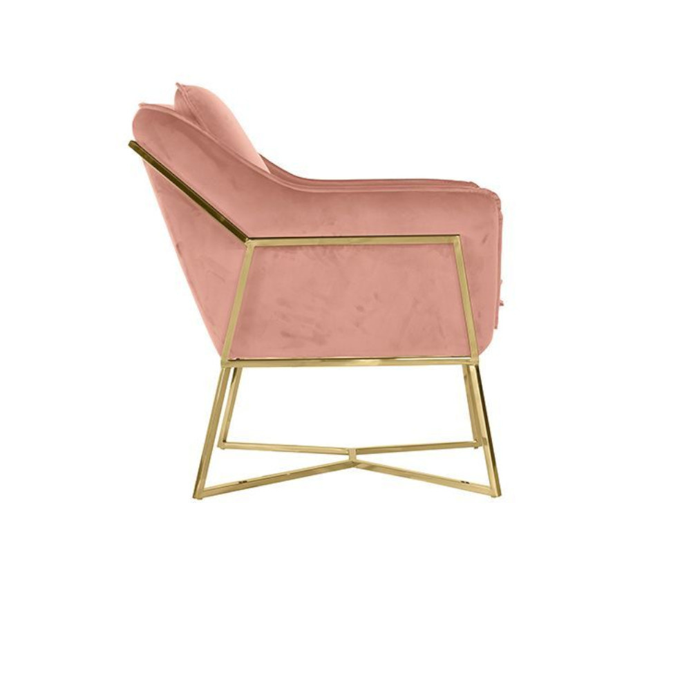 Foggia Stoel - Stof - Roze - Zilveren/gouden Poten