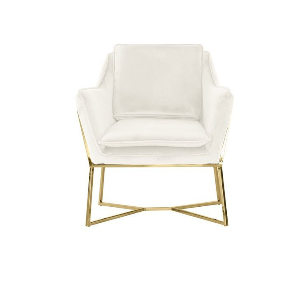 Foggia Stoel - Stof - Beige - Zilveren/gouden Poten