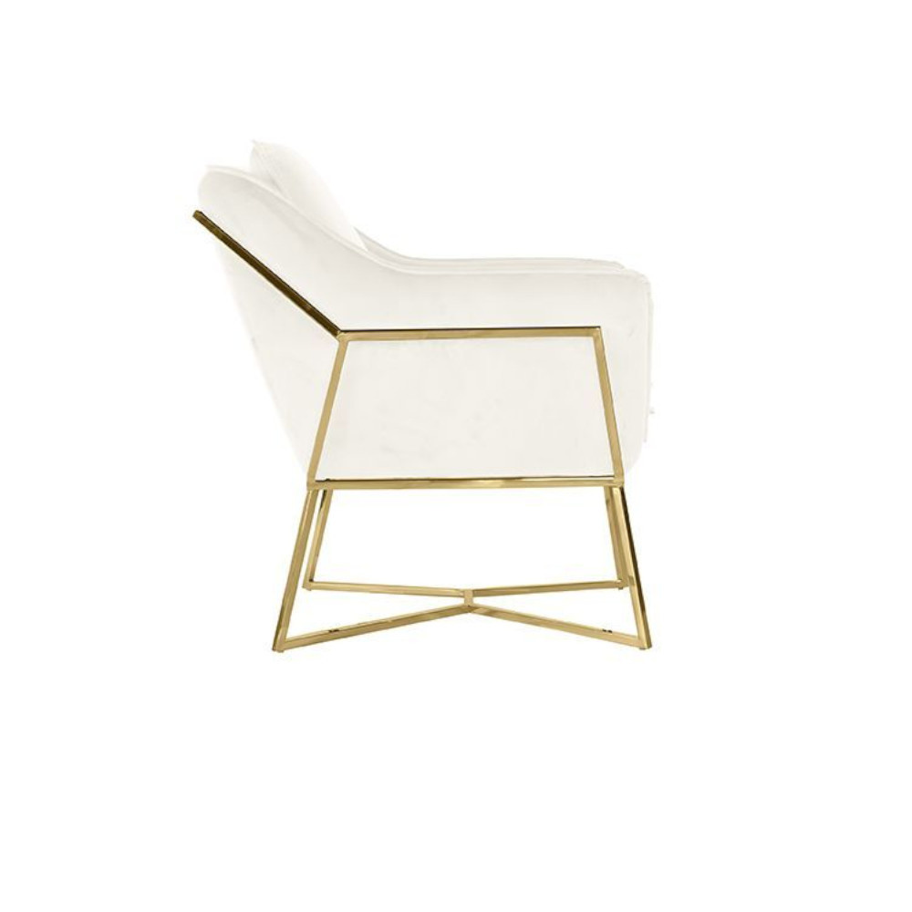 Foggia Stoel - Stof - Beige - Zilveren/gouden Poten