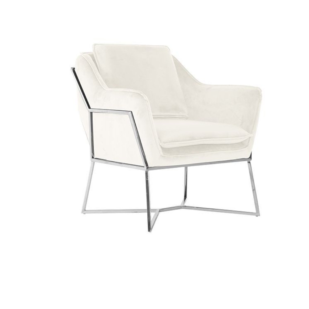 Foggia Stoel - Stof - Beige - Zilveren/gouden Poten