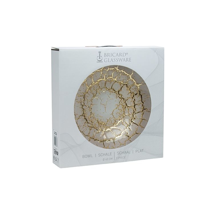 Crackle Fruitschaal - Wit/Goud