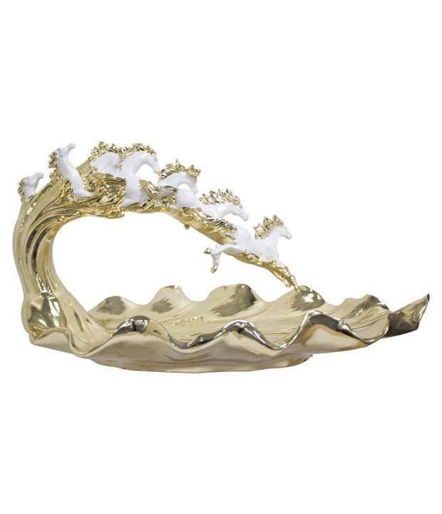 Fruitschaal - Paard - Goud/wit