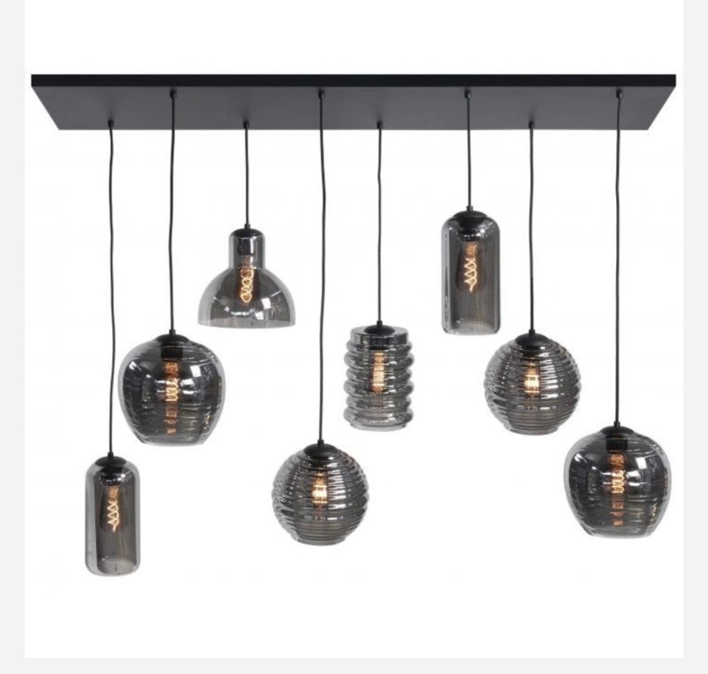 Hanglamp Smoke Glass -8 lichts Trouble
