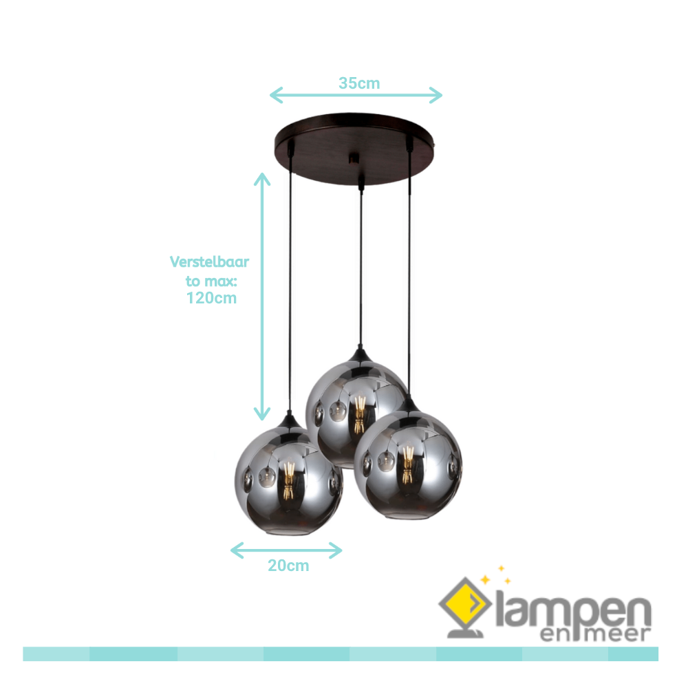 Hanglamp Illusion Smoking glass 3 lichts - ⌀20