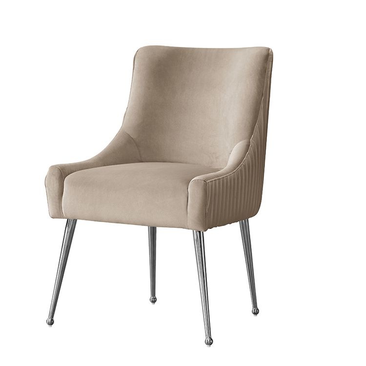 Arona Eetkamerstoel Taupe - Zilveren poten