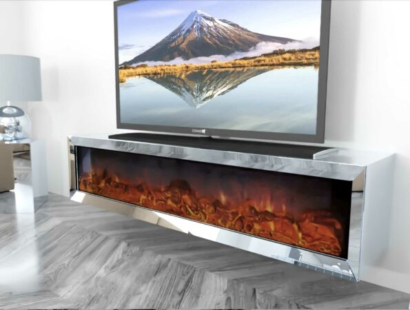 opslag verkenner Vet Tv-meubel Spiegelglas - Zilver glas - incl. elektrische sfeerhaard -  Lampenenmeer.nl