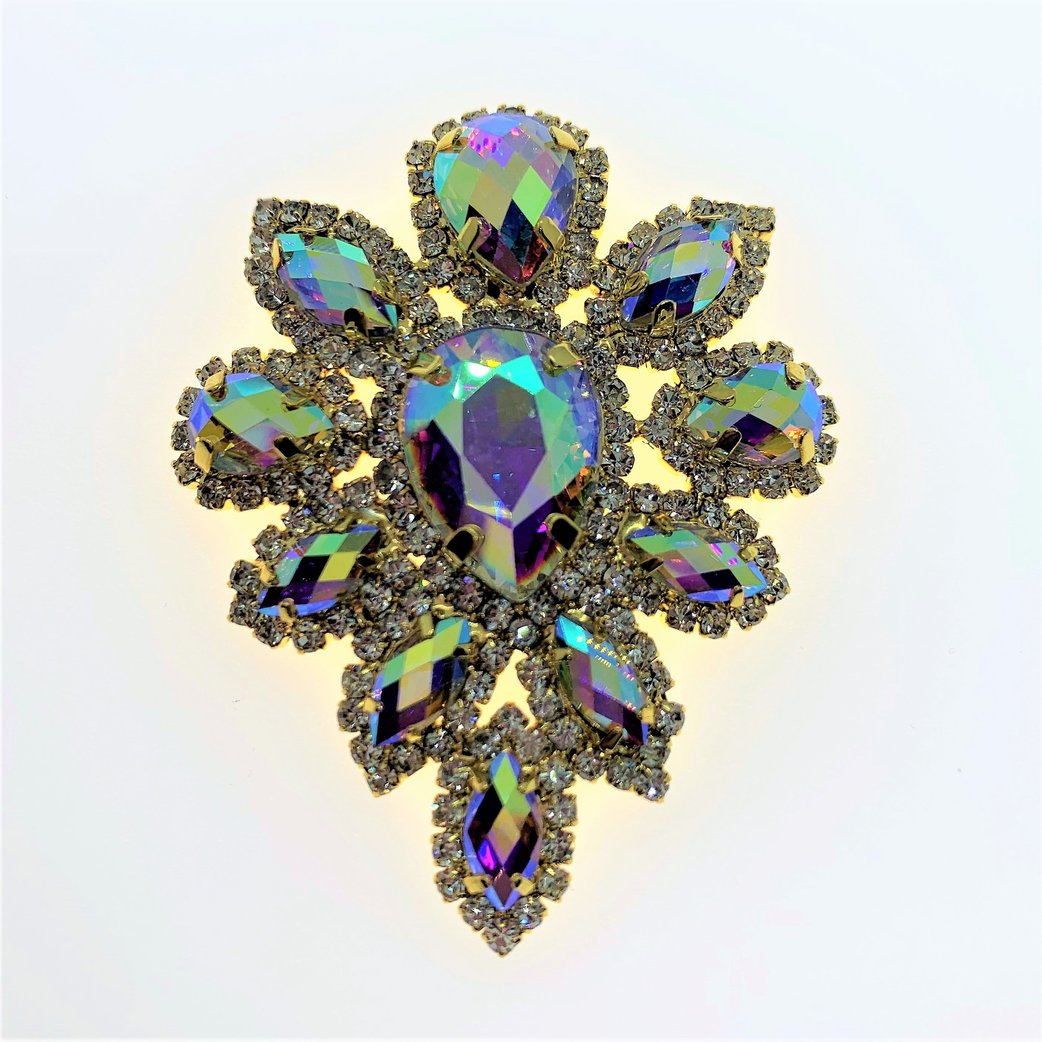 Crystal AB Appliqué Flower shape Rhinestones 45x59mm