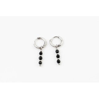 Mon Cheri Earrings Silver & Black - Stainless Steel