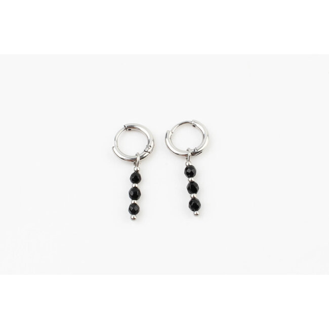 Orecchini Mon Cheri Silver & Black - Acciaio inossidabile