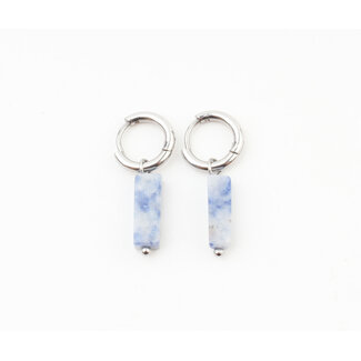 Dora Hoops Blue Natural Stone Silver - Acciaio inossidabile