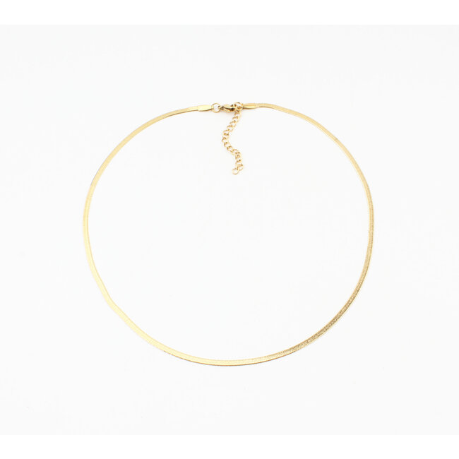 FLEEKY THIN SNAKE SKIN NECKLACE GOLD - STAINLESS STEEL