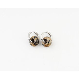 Boucles d'oreilles 'Femme' jaspe argent - acier inoxydable