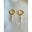 Boucles d'oreilles 'Mon Cheri' blanc & or - acier inoxydable