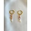 'Mon Amour' Earrings Gold Pink & White Pearls