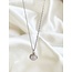 Collier Quartz Rose Argent - Acier Inoxydable