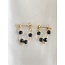 'Léa' Earrings Black Natural Stone - Stainless Steel