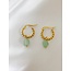 Louane 'Green Natural Stone Twist Hoops Gold - Acero inoxidable