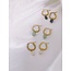 'Louane' Green Natural Stone Twist Hoops Gold - Stainless Steel