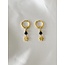 'Fleur Sauvage' earrings black & gold - stainless steel