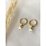 'Veerle' Earrings Gold & Pearl - Stainless Steel