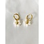 Boucles d'Oreilles 'Fleur Blanche' Doré - Acier Inoxydable