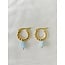 'Louane' Light Blue Natural Stone Twist Hoops Gold - Stainless Steel