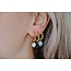 Louane 'Black Natural Stone Twist Hoops Gold - acciaio inossidabile