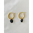 'Louane' Black Natural Stone Twist Creolen Gold - Edelstahl