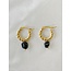 'Louane' Black Natural Stone Twist Hoops Gold - Stainless Steel