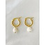 Louane 'White Natural Stone Twist Hoops Gold - Acciaio inossidabile