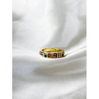 'Put a ring on it' Ring mehrfarbig - vergoldet (adjustable)